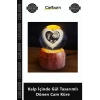 Özel Üretim Işıklı USB Hediyelik Romantik Gece Lambası Kalp İçinde Gül Tasarımlı Dönen Cam Küre