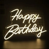 Özel Üretim 444x34cm Doğum Günü Parti Dekorasyonu Işıklı Tabela Şık HAPPY BIRTHDAY Yazılı Neon Led