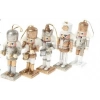 Özel Üretim Dekoratif Yılbaşı Hediyelik 13cm Ahşap Nutcracker Boyama 5li Kurşun Askerler GoldBeyaz