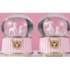 Özel Üretim Pilli Işıklı Karlı Dekoratif Hediyelik Gece Lambası Pembe Geyik Kar Küresi Küçük Boy