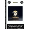 Özel Üretim Gece Lambası Dekoratif Yonca Tasarımlı Ahşap Altlıklı Işıklı Cam Küre Cam6cm Ahşap2cm