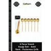 Özel Üretim Lüks Kaliteli Şık Modern Sofra 6 Parça Yemek Kaşığı Seti Gold Renk Paslanmaz Çelik