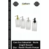 Özel Üretim Modern Banyo Lüks Cam Sıvı Sabunluk Buzlu Çizgili Desenli Şişe Renkli Plastik Pompa