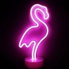 Özel Üretim Pembe Dekoratif Pilli Modern Şık Estetik Ev Dekorasyonu Neon Işıklı Flamingo Masa Gece L