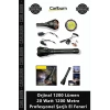 Özel Üretim Güçlü Avcı Taktik Set Orjinal 1200 Lümen 20 Watt 1200 Metre Profesyonel Şarjlı El Feneri
