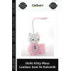 Özel Üretim LED Işıklı Pembe Dekoratif Çocuk Odası Hediye Hello Kitty Masa Lambası Saat Kalemlik