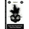 Özel Üretim Şık Balo Kostüm Aksesuarı Göz Alıcı Tasarım Siyah Renk Payetli Pullu Tüylü Parti Maskesi