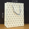 Özel Üretim Modern Şık Lüks Kaliteli Sunum Kutu Beyaz Geometrik Desenli Orta Boy Karton Hediye Çanta