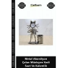 Özel Üretim El İşçiliği Dekoratif Masaüstü Obje Metal Akordiyon Çalan Müzisyen Kedi Saat Kalemlik