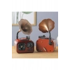Özel Üretim Nostaljik Retro Radyo Görünümlü Kurmalı Mekanik Masaüstü Gramofon Tasarımlı Müzik Kutusu