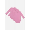 #Zıbın Yumuşak Kaliteli %100 Organik Pamuk 3lü Pembe Uzun Kollu Bebek Çıtçıtlı Zıbın Body