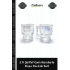 Özel Üretim Hediyelik 3D Modern Estetik Marjinal Tasarım 2li Şeffaf Cam Kurukafa Kupa Bardak Seti