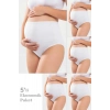 #Lohusa Rahat Konforlu 5li Paket Beyaz Kadın Pamuklu Likralı Yüksek Bel Hamile Lohusa Külot