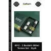 Özel Üretim Çelik Vakumlu Isı Yalıtımlı Sızdırmaz Modern 6012 3 Bardaklı 680ml Termos Set Siyah