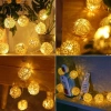 Özel Üretim Dekoratif Şık Estetik Ambiyans 4cm Lamba 2m 10 Led Pilli 2 Kademeli Rattan Top Gün ışığı