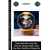 Özel Üretim Şık Dekoratif Gül I Love You Tasarımlı Ahşap Altlıklı Işıklı Cam Küre Cam6cm Ahşap2cm