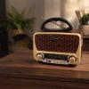 Özel Üretim Nostalji Müzik Kutusu Solar Panelli Şarjlı AUX Girişi LED Fener Bluetooth