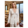 #PijamaTakımı Fransız Çeyizlik Gelin Premium Şık Penye Rahat Dantel Detaylı Ekru Lüks Pijama Takımı
