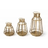 Özel Üretim Şık Estetik Geometrik Lüks Modern Salon Antre Dekoratif Gold Metal 3lü Fener Mumluk Set