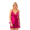 #Babydoll Lüks Kalite Yumuşak Dokulu Rahat Gecelik Fuşya Saten Babydoll Şortlu Takım