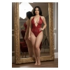 #Bodysuit Dantel Detaylı Transparan Esnek Şık Çekici Kadın Fantazi İç Giyim Kırmızı Taşlı Bodysuit