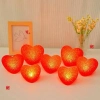 Özel Üretim Dekoratif Pilli Romantik 8cm Modeli Led Işıklı Kırmızı Kalp Gece Lambası 12li Paket