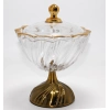 Özel Üretim Lüks Dekoratif Şık Lokumluk Metal Ayaklı Kristal Cam Şekerlik Gold Detaylı Sunumluk