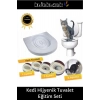 Premium Seri Klozet Alıştırma Kapağı Kum Kabı WC Yavru Yetişkin Kedi Hijyenik Tuvalet Eğitim Seti