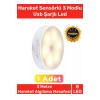 Premium Üretim Mıknatıslı 3 Mod Pratik Hareket Sensörlü 8 Ledli Usb Şarjlı Beyaz Işık Gece Lambası