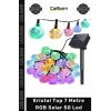 #Solar Kristal Top Bahçe Dekoratif Aydınlatma 8 Fonksiyon Güneş Paneli 7m 50 Led RGB Solar