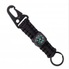 Özel Üretim Outdoor Taktik Paracord Kamp Dağcılık Pusulalı Şemsiye Halat Tırmanma Anahtarlığı Siyah