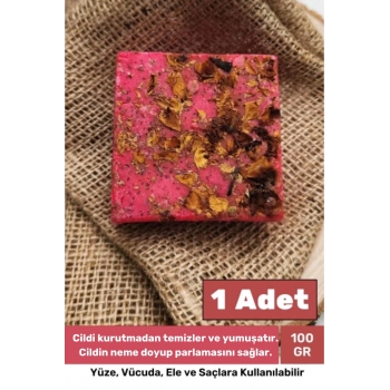 %100 Bitkisel Doğal El Yüz Saç Cilt Vücut Güzel Kokulu Orijinal Saf Gül Sabunu 100G - 1 Adet