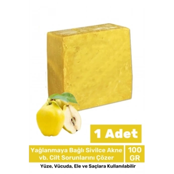 %100 Doğal El Yüz Saç Vücut Cilt Orijinal Güzel Kokulu Bitkisel Ayva Çekirdeği Sabunu 100G - 1 Adet