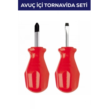 #Tornavida Profesyonel Kalite Pratik Çelik Kompakt Tamir 2li Avuç Içi Tornavida Seti Düz Yıldız