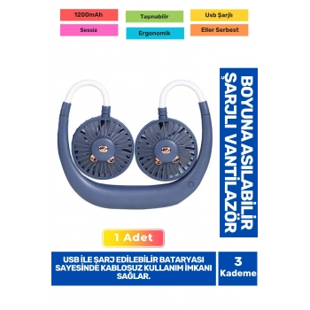 3 Kademeli Ultra Sessiz Sarı Eller Serbest Boyuna Asılabilir Şarjlı Klima Soğutucu Fan Vantilatör