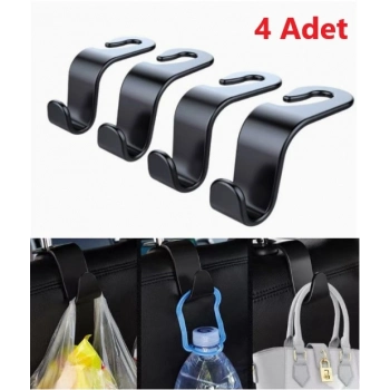 Araç İçi Düzen Güvenlik Çanta Poşet Askısı Dayanıklı Pratik Montaj 4 Adet Araba Koltuk Arkası Askı