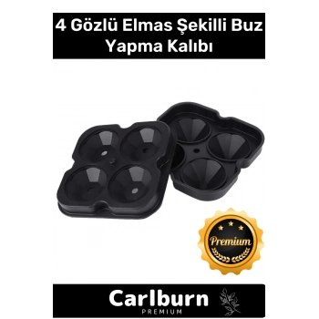 Premium Seri 4 Gözlü Kırılmaz Esnek Silikon Kokteyl İçecek Elmas Şekilli Buz Yapma Kalıbı Buzluk