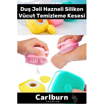 Premium Duş Jeli Hazneli Silikon Fırça Kese Çok Amaçlı Vücut Temizleme Kesesi Banyo Lifi