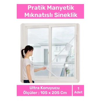 Deluxe Pencere Balkon Dükkan Cam Pratik Manyetik Mıknatıslı Siyah Kapı Sinekliği Tülü 105x205 Cm
