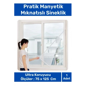 Deluxe Pencere Balkon Dükkan Cam Pratik Manyetik Mıknatıslı Siyah Kapı Sinekliği Tülü 75X125 Cm