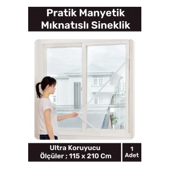 Deluxe Pencere Balkon Dükkan Cam Pratik Manyetik Mıknatıslı Siyah Kapı Sinekliği Tülü 115x210 Cm