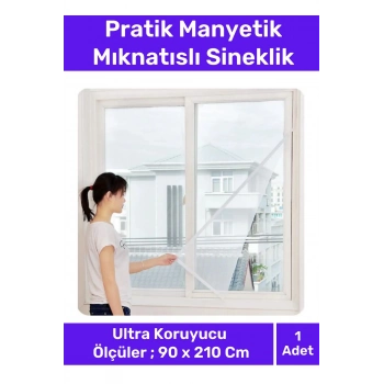 Deluxe Pencere Balkon Dükkan Cam Pratik Manyetik Mıknatıslı Siyah Kapı Sinekliği Tülü 90x210 Cm