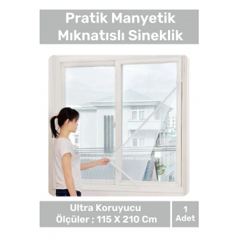 Deluxe Pencere Balkon Dükkan Cam Pratik Manyetik Mıknatıslı Siyah Kapı Sinekliği Tülü 115 X 210 Cm