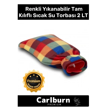 Premium Büyük Boy Kauçuk Yıkanabilir Polar Kılıflı Termofor Regl Kötü Hava Sıcak Su Torbası 2 Lt