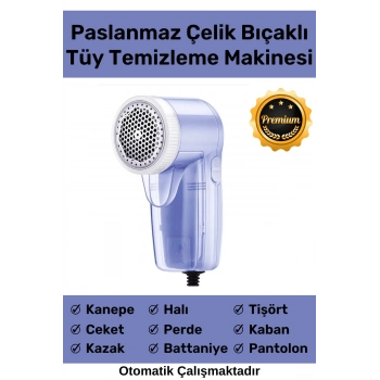 Özel Şarjlı Kablolu Tiftik Kazak Tüy Toz Takım Elbise Halı Otomatik Mavi Tüy Temizleme Makinesi