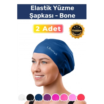 Premium Su Geçirmez Silikon Yüzücü Havuz Ve Deniz Bonesi Elastik Yüzme Şapkası 2li Set