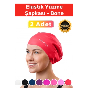 Premium Su Geçirmez Silikon Yüzücü Havuz Ve Deniz Bonesi Elastik Yüzme Şapkası 2li Set