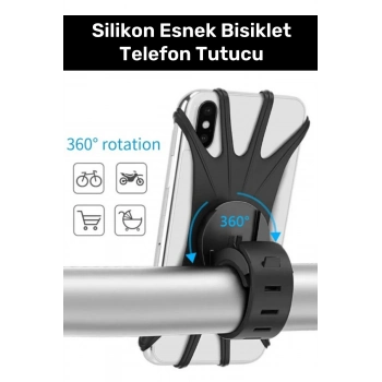 Premium Pratik Sök Çıkar Dayanıklı Esnek Ayarlanabilen Silikon Esnek Bisiklet Telefon Tutucu