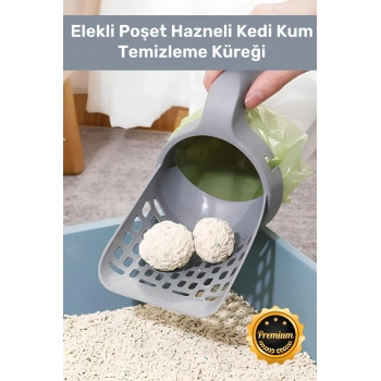 Özel Üretim Pratik A Kalite Elekli Poşet Hazneli Kaka Poşeti Hediyeli Kedi Kum Temizleme Küreği