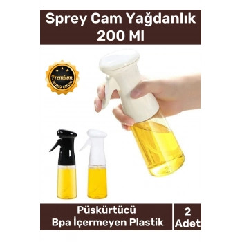 Deluxe Atomize Başlık Fan Şekilli Püskürtücü Bpa İçermeyen Plastik Sprey Cam Yağdanlık 200 Ml 2 Adet